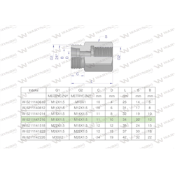 Tulejka różnicowa hydrauliczna metryczna AB M18x1.5 12L GZ x M16x1.5 GW Waryński ( sprzedawane po 2 )-347460608