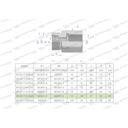 Tulejka różnicowa hydrauliczna metryczna AB M26x1.5 18L GZ x M22x1.5 GW Waryński-347460618