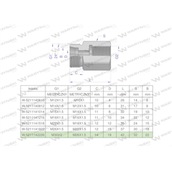 Tulejka różnicowa hydrauliczna metryczna AB 30x2 22L GZ x M26x1.5 GW Waryński-347888949
