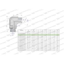 Kolanko hydrauliczne nastawne calowe BB 1/4" x 3/8" BSP z regulacją Waryński-347459762