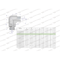 Kolanko hydrauliczne nastawne calowe BB 3/8" x 1/4" BSP z regulacją Waryński-347888094