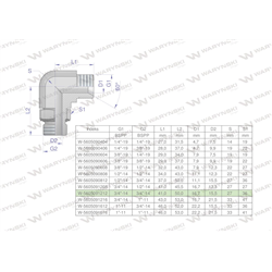 Kolanko hydrauliczne nastawne calowe BB 3/4" x 3/4" BSP z regulacją Waryński-347459804