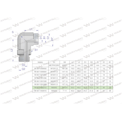 Kolanko hydrauliczne nastawne BB M30x2 22L x 3/4"BSP z regulacją Waryński-347459864