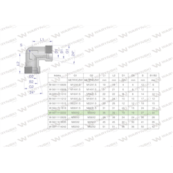 Kolanko hydrauliczne metryczne BB M30x2 22L (XW) Waryński-347890511