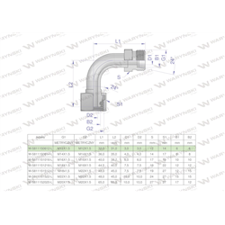 Kolanko hydrauliczne metryczne łukowe AB M12x1.5 06L (XEVW) Waryński ( sprzedawane po 2 )-347902169