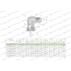 Kolanko hydrauliczne calowe AB 7/16" UNF (JIC) Waryński-347460978