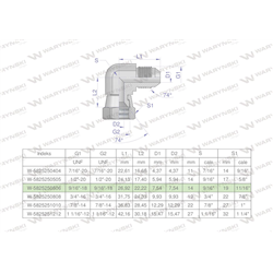 Kolanko hydrauliczne calowe AB 9/16" UNF (JIC) Waryński-347889316