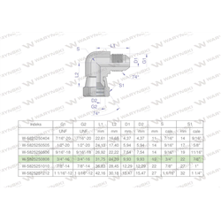 Kolanko hydrauliczne calowe AB 3/4" UNF (JIC) Waryński-347889322