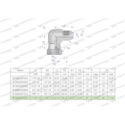 Kolanko hydrauliczne calowe AB 1 1/16" UNF (JIC) Waryński-347889334