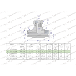 Trójnik hydrauliczny symetryczny calowy BAB 3/8" BSP (XEVT) Waryński-347460788