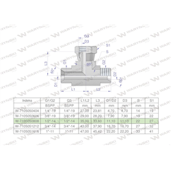 Trójnik hydrauliczny symetryczny calowy BAB 1/2" BSP (XEVT) Waryński-347889120