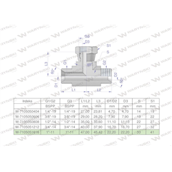 Trójnik hydrauliczny symetryczny calowy BAB 1" BSP (XEVT) Waryński-347460806