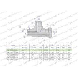 Trójnik hydrauliczny niesymetryczny calowy BBA 1/4" BSP (XEVL) Waryński-347460692