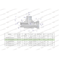 Trójnik hydrauliczny niesymetryczny calowy BBA 3/8" BSP (XEVL) Waryński-347889024