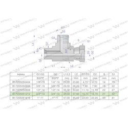 Trójnik hydrauliczny niesymetryczny calowy BBA 3/4" BSP (XEVL) Waryński-347460710
