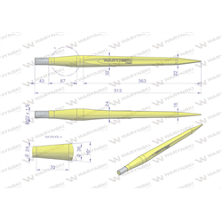 Ząb ładowacza uniwersalny prosty L- 510 mm Tur WARYŃSKI-347458792