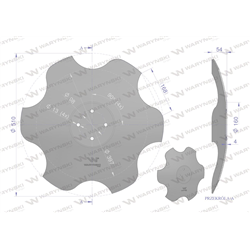 Talerz, skrajny lewy fi 510 mocowanie 4/98 grubość 4 mm stal borowa, Waryński-347476972