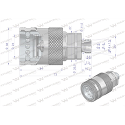 Szybkozłącze hydrauliczne gniazdo M14x1.5 gwint zewnętrzny EURO PUSH-PULL  (ISO 7241-A) z eliminatorem ciśnienia Waryński-347466