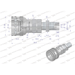 Szybkozłącze hydrauliczne gniazdo long M16x1.5 gwint zewnętrzny EURO (ISO 7241-A) z eliminatorem ciśnienia Waryński-347466670