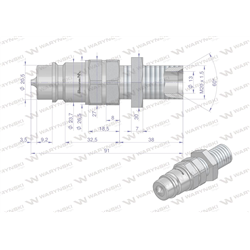 Szybkozłącze hydrauliczne wtyczka long M20x1.5 gwint zewnętrzny EURO (ISO 7241-A) Waryński-347885235