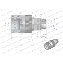 Szybkozłącze hydrauliczne gniazdo M22x1.5 gwint zewnętrzny EURO PUSH-PULL (9100822G) (ISO 7241-A) Waryński-347875902