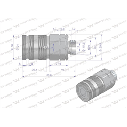 Szybkozłącze hydrauliczne suchoodcinające gniazdo M22x1.5 15L gwint zewnętrzny ISO16028 Waryński-347453731