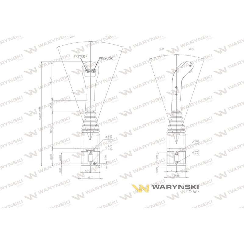 Joystick pod linki zakończone kulką z 2 przełącznikami (z 2 przyciskami na kulkę. IP-6022) Waryński-347459127