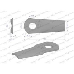 Nóż. nożyk kosiarka gięty 132X50X4mm otwór 20.5x23 zastosowanie 13800013 JF-Stoll WARYŃSKI ( sprzedawane po 25 )-347456818