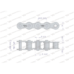 Łańcuch rolkowy 12B-1 (R1 3/4) Waryński ( sprzedawane po 20m )-347881924