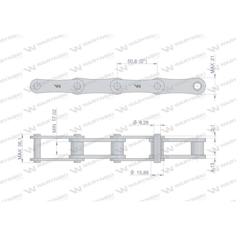 Łańcuch rolkowy 216B (R1 2) 5 m Waryński-347457671