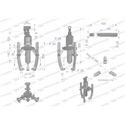 Ściągacz do łożysk, hydrauliczny 5T z zaworami bezpieczeństwa, Waryński-347477566