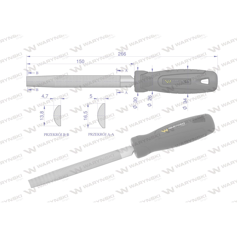 Pilnik półokrągły 150 mm Waryński-347885520