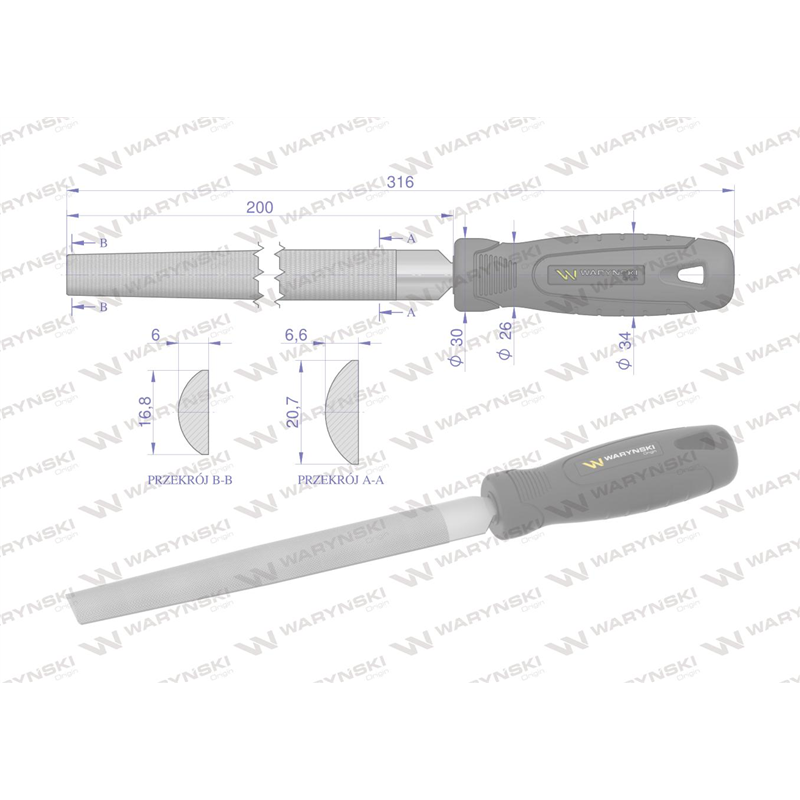 Pilnik półokrągły 200 mm Waryński-347457159