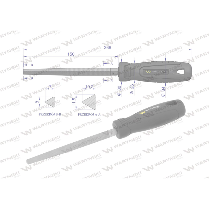 Pilnik trójkątny 150 mm Waryński-347457202