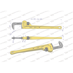 Klucz do rur typ amerykański 24" wzmocniony szczęki CrMo max średnica 90 mm  Waryński-347464518