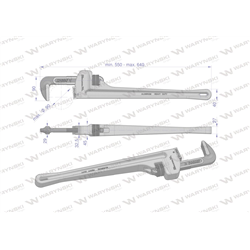 Klucz do rur typ amerykański   24" uchwyt aluminium wzmocniony szczęki CrMo max średnica Waryński-347464536
