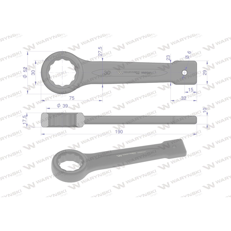 Klucz oczkowy do pobijania 30 mm Waryński-347883328