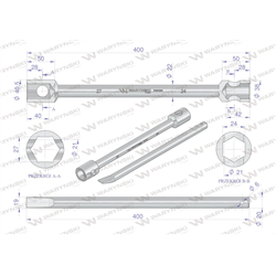 Klucz do kół , 395 mm długości rozmiar 24x27 mm z łyżką, do prac montażowych i demontażowych w mechanice , Waryński-347908466
