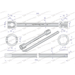 Klucz do kół , 395 mm długości rozmiar 30x32 mm z łyżką, do prac montażowych i demontażowych w mechanice , Waryński-347776301