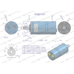 Silnik hydrauliczny orbitalny WMM 40 cm3/obr (90 bar / max.140 bar) przyłącza tylne Waryński-347751642