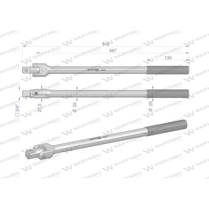 Rękojeść przegubowa 3/4 CrV Waryński 480mm-347886838