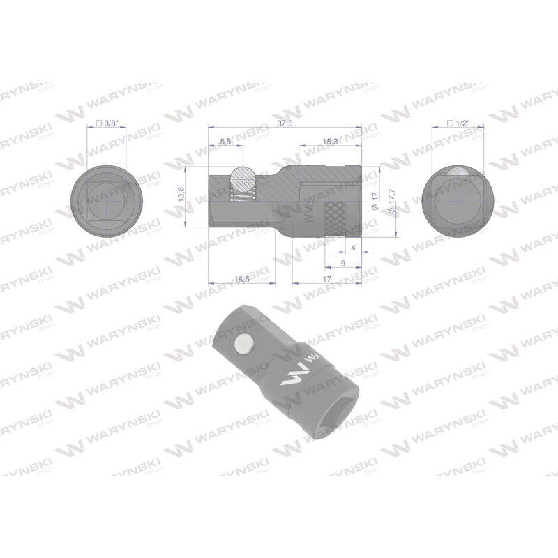 Redukcja 3/8" -1/2". 35mm, Waryński-347454822