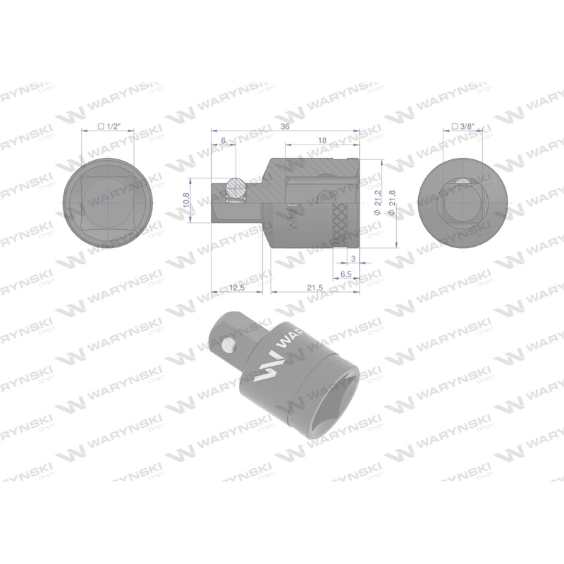Redukcja 1/2" -3/8". 25mm, Waryński-347883132