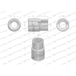 Nasadka sześciokątna 3/4". 19 mm. CrV50BV30. DIN 3124. Waryński-347455630