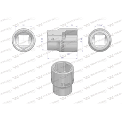 Nasadka sześciokątna 3/4". 31 mm. CrV50BV30. DIN 3124. Waryński-347455654