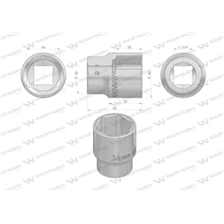 Nasadka sześciokątna 3/4". 34 mm. CrV50BV30. DIN 3124. Waryński-347886866