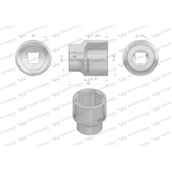 Nasadka sześciokątna 3/4". 46 mm. CrV50BV30. DIN 3124. Waryński-347458531