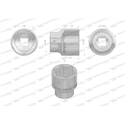 Nasadka sześciokątna 3/4". 48 mm. CrV50BV30. DIN 3124. Waryński-347458553