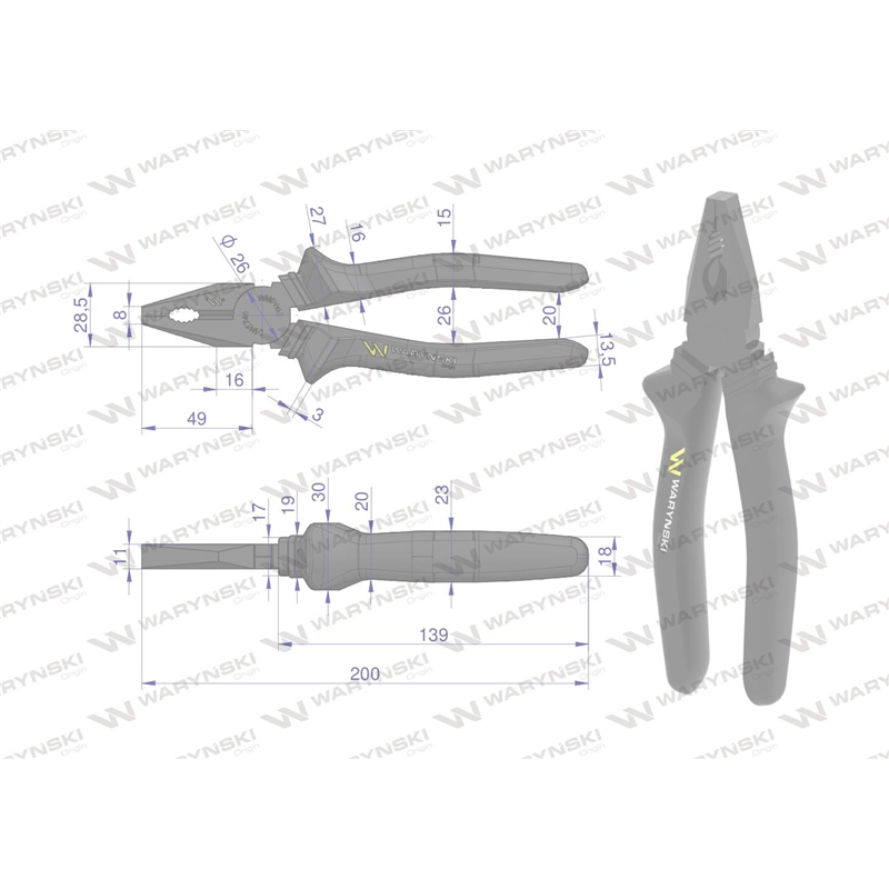 Szczypce uniwersalne 200 mm Waryński-347882336