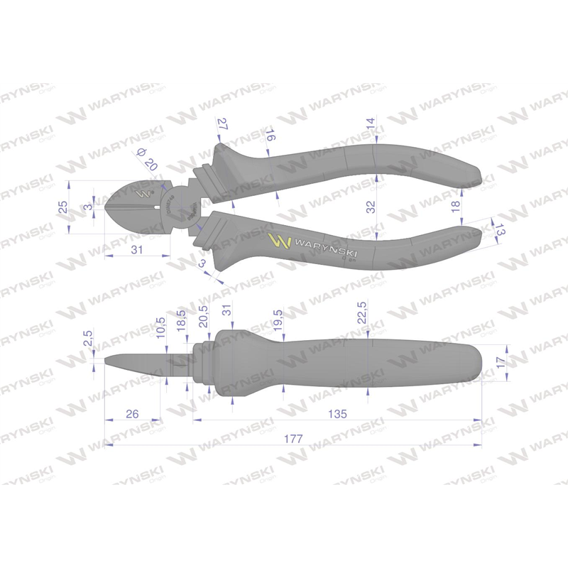 Szczypce boczne 180 mm Waryński-347882348